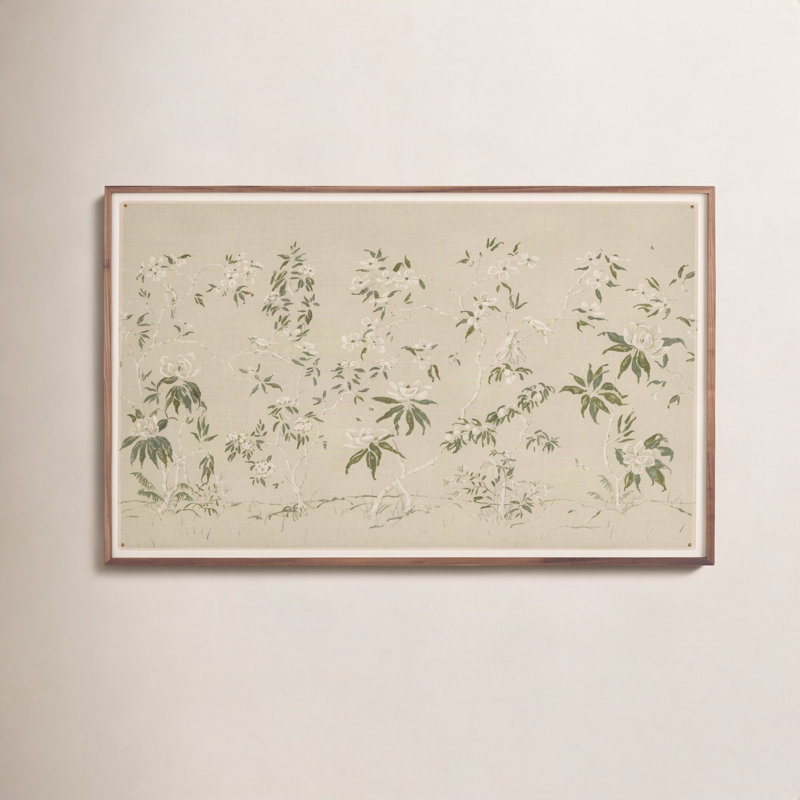 Linen Chinoiserie Painting by Laurel-Dawn Latshaw, 33" H x 48" W
