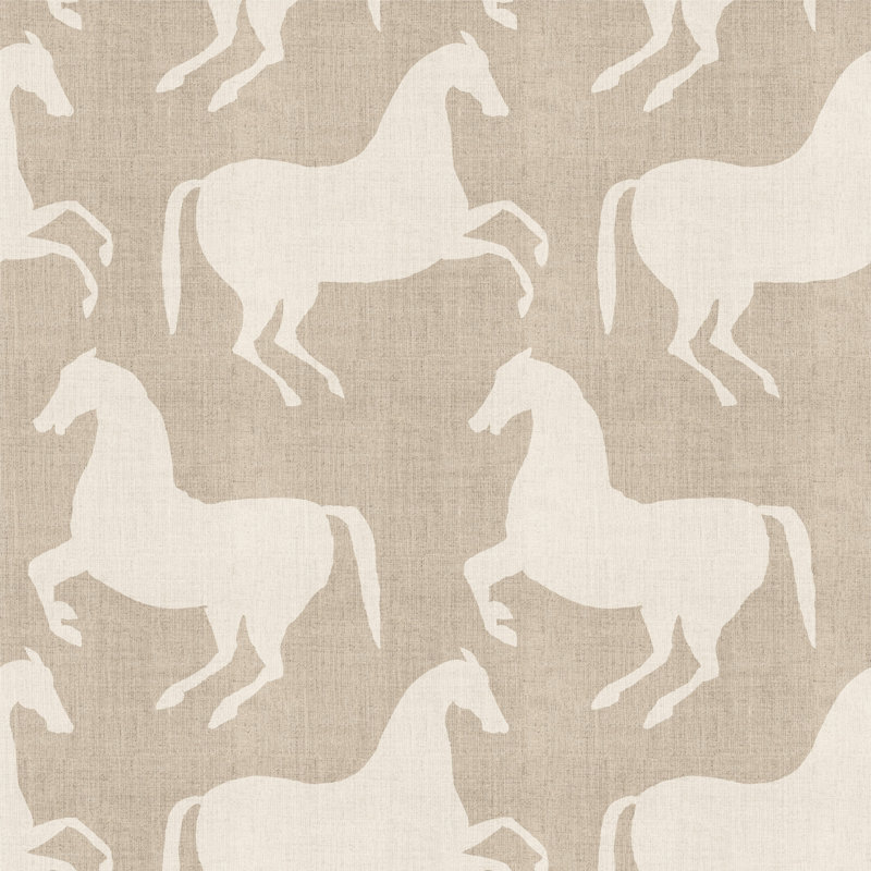 Horses 10' L x 24" W Wallpaper Roll, Self-adhesive, Raw Linen