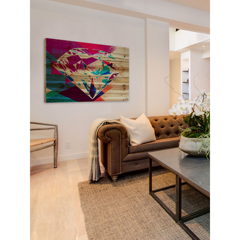 «Diamond In The Rough», reproduction sur bois de pin naturel, H 30 po x l 45 po x 1,5 po