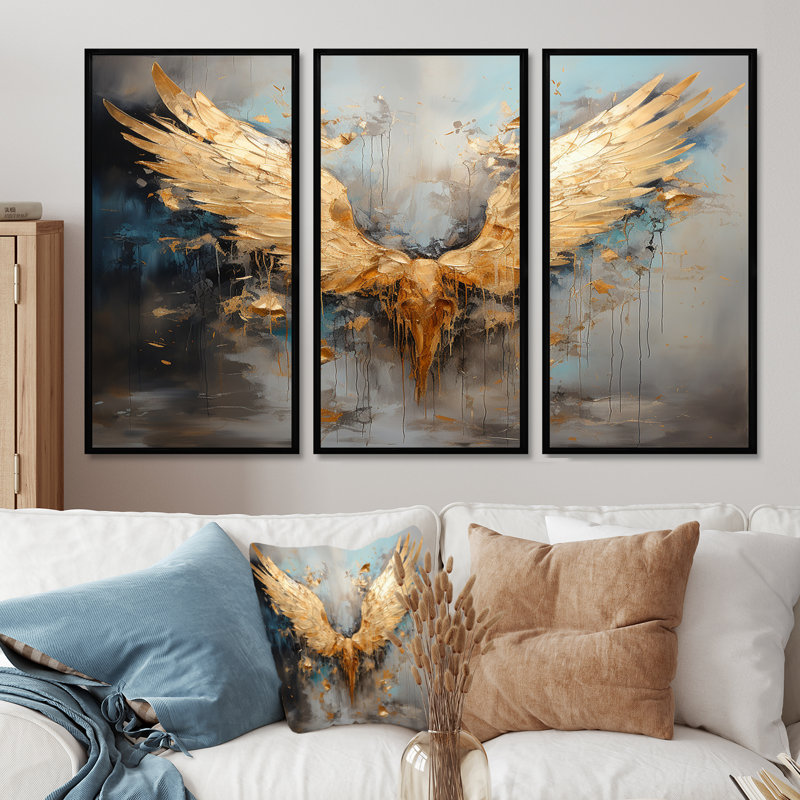 «Dasheil - Wings Angel», ensemble de reproduction d'art mural, H 28 po x l 36 po x P 1 po, Cadre flottant noir