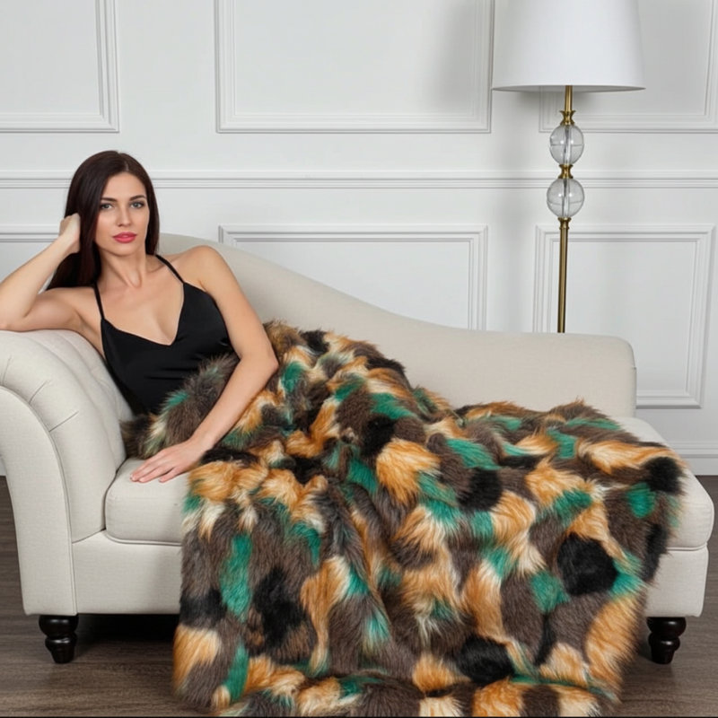 Jeté en fausse fourrure de luxe en fausse fourrure Plutus, l 60 po x L 72 po