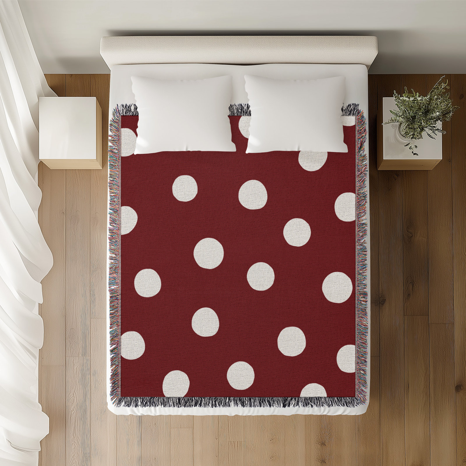 Leonore Cotton Hand Woven Throw Blanket, 50" x 70"  – Full/Double, Navy Red