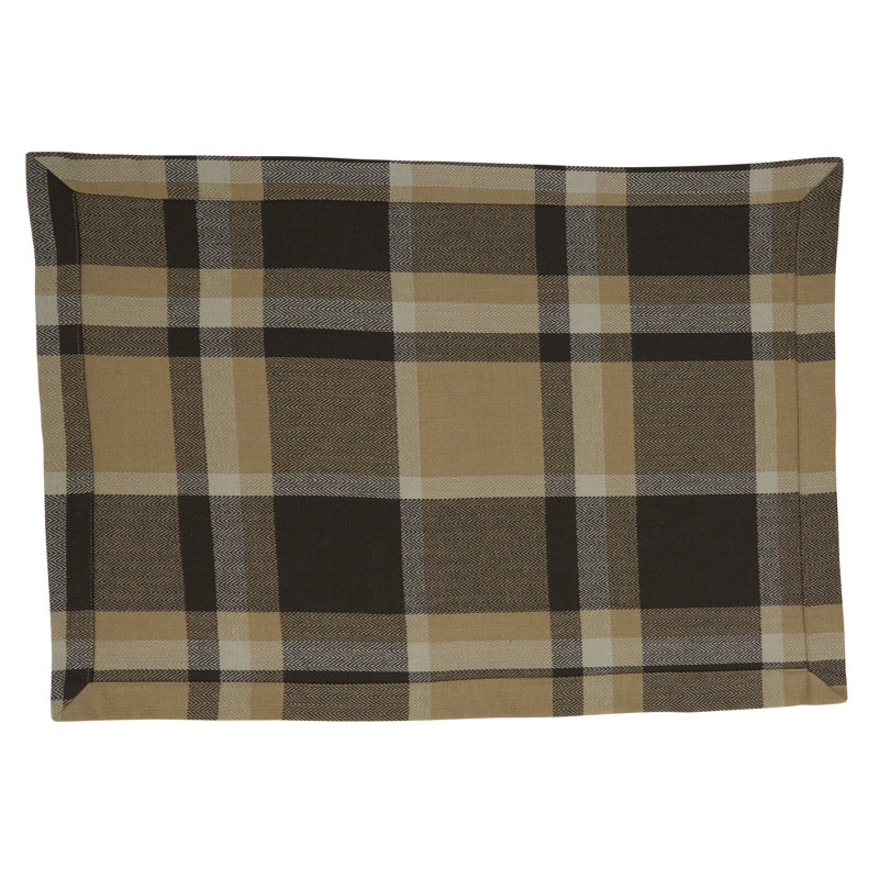 Marron Brown and Beige Cotton Plaid Rectangle Placemats Set