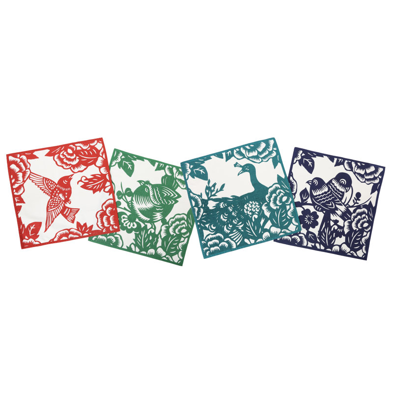 Ensemble de serviette de table en coton 4 pièces aviary Honea