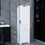 Grande armoire de rangement blanche pour salle de bain, armoire de rangement autoportante avec deux tiroirs de tailles différentes et tablettes réglables