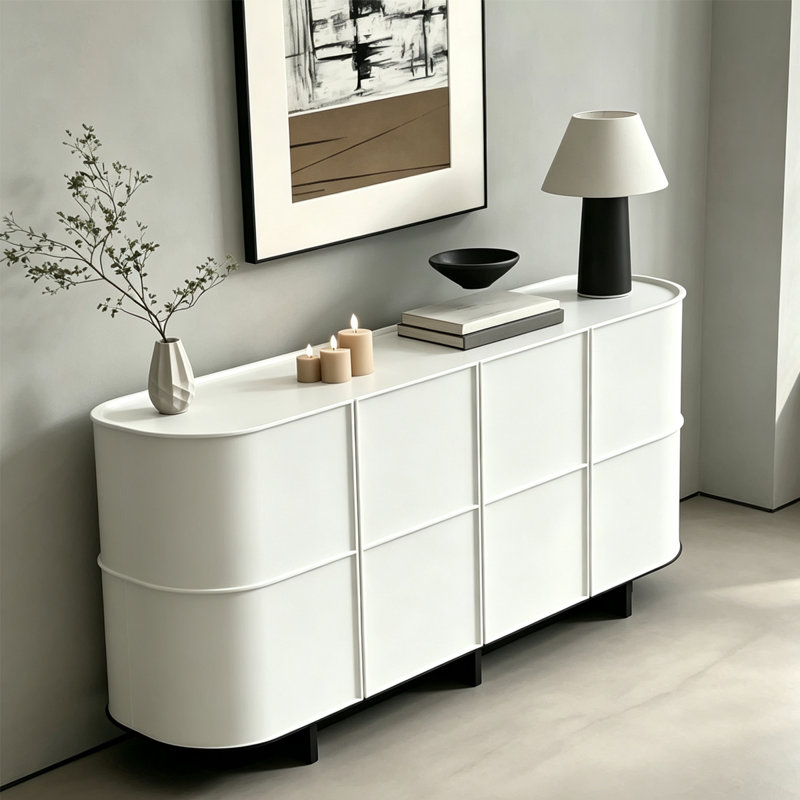 Buffet et armoire d'entrée simple laqué, H 33,46 po x l 78,7 po x P 15,75 po, White
