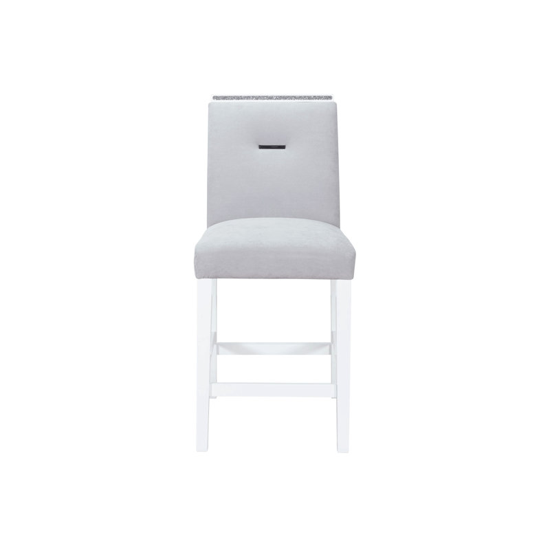 Tabourets de bar gris (ensemble de 2), Siège gris / cadre blanc, 2