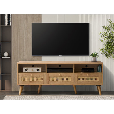 Anagh Rattan 3 Drawer Wide Tv Stand Bench Unit