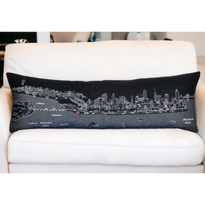 Coussin lombaire 14 "x 35" crème Philadelphia, gris, 14 po x 45 po