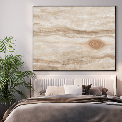 Extra Large Abstract Landscape Wall Art Print - Beige Minimalist Artwork Neutral Decor for Living Room or Bedroom, Frame Assembly Required (Frame Assembly Required)