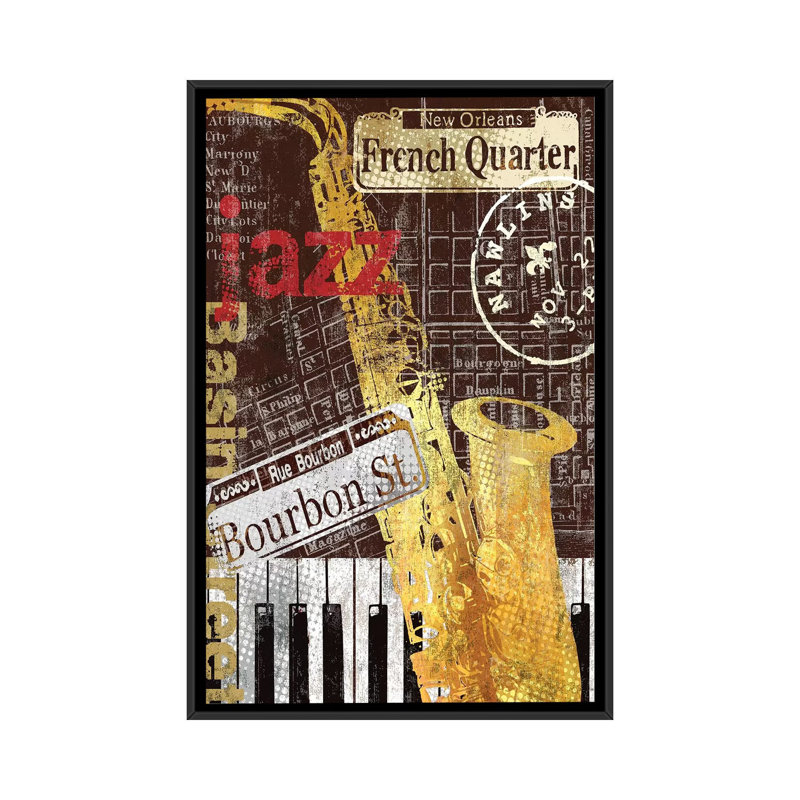 «NAwlins», reproduction d'impression sur toile, H 26 po x l 18 po x P 1,5 po, Toile avec cadre noir, Pas de tapis