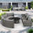 Brusnice 9-pieces Outdoor Half-moon Wicker Patio Sofa Set With 1 Nesting Coffee Table And Tempered Glass Top