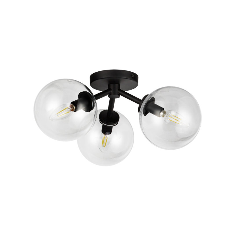 Plafonnier semi-encastré en verre Cassia, Noir mat