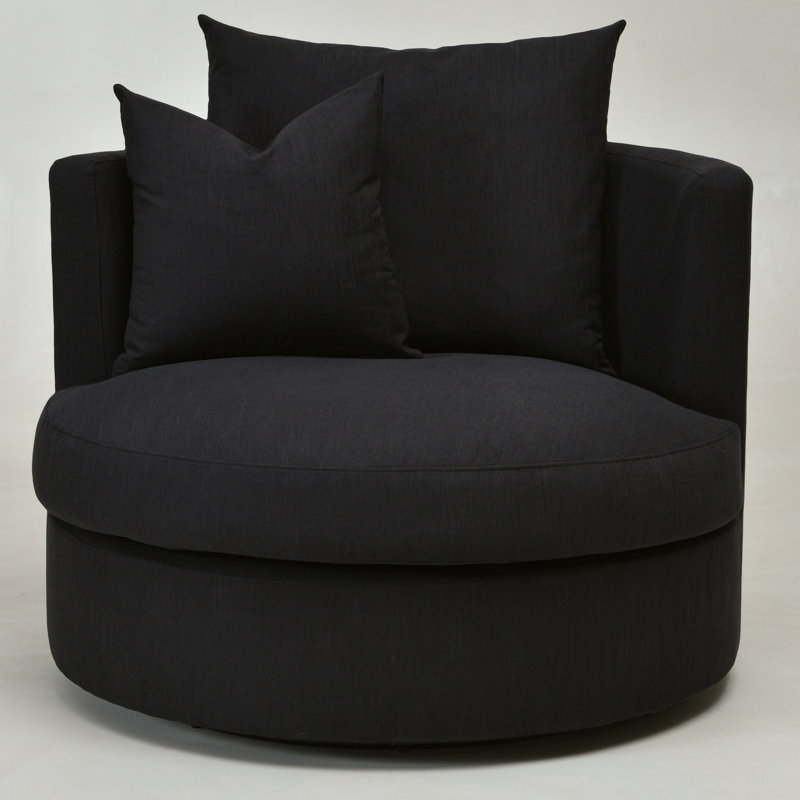 40" Wide Down Fill Cushions Fully Assembled Swivel Barrel Chair in Revolution Performance Fabric