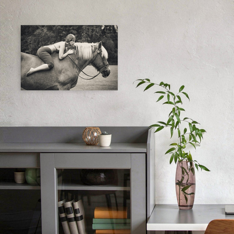 Art rétro rétro, portrait équestre classique, H 12 po x l 18 po