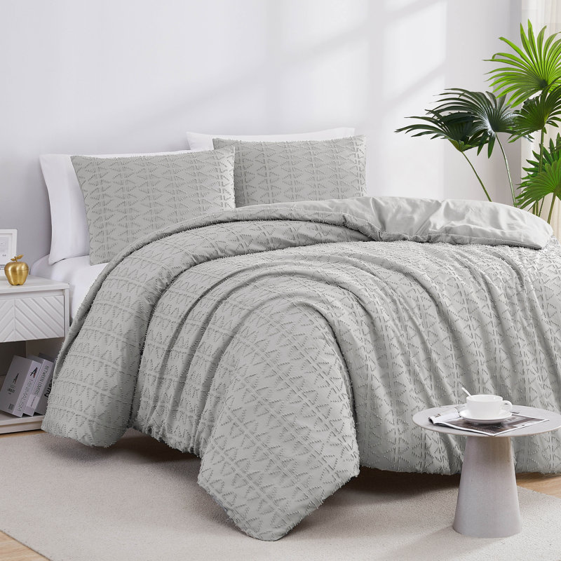 Ensemble de housse de couette en microfibre à motif de jacquard Bali Collection Bali, Gris acier