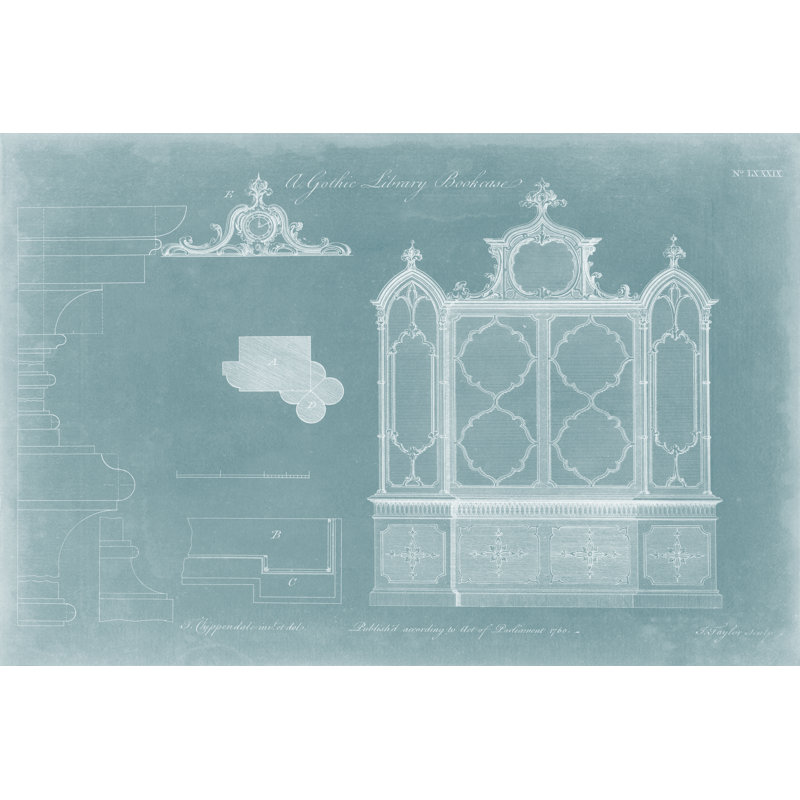 Gothic Library Bookcase by Thomas Chippendale - Wrapped Canvas Art Prints, 20cm H x 30cm W
