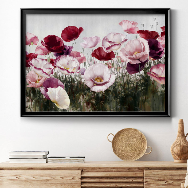 " Royal Poppy Field ", Black Framed Canvas, 36.5" H x 26.5" W x 1" D