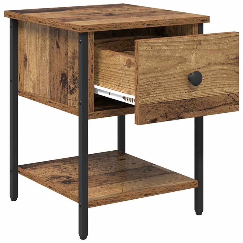 34cm W Manufactured Wood Bedside Table, Old Wood