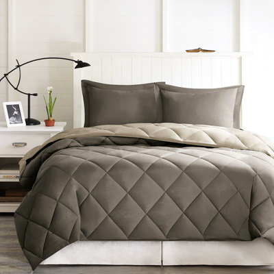 Édredon très grand 3M avec rembourrage en duvet synthétique, réversible, 2 taies décoratives, lavable à la machine et très doux, matelassé en losanges, pour une bonne nuit de sommeil