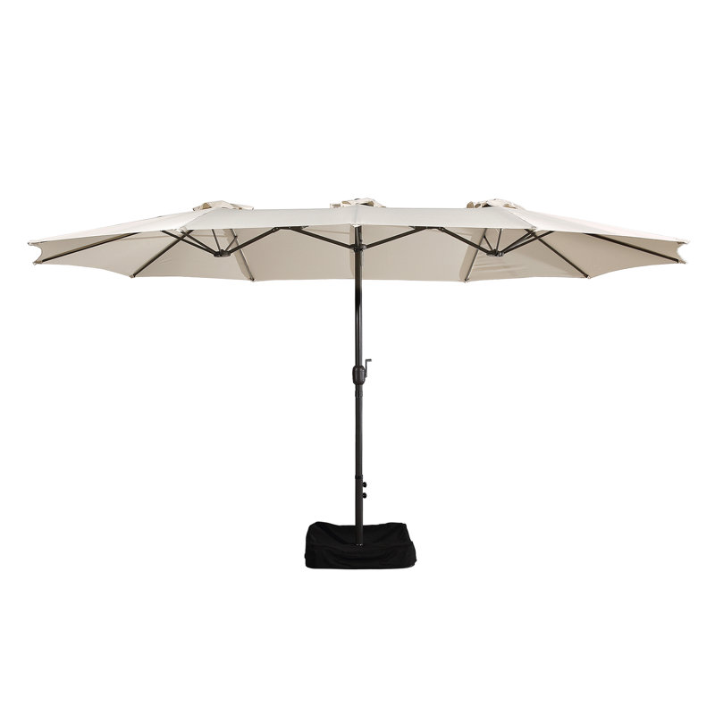 181'' x 106'' Outdoor Double-Sided Rectangular Market Umbrella With Base Patio Umbrella, Beige