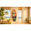 Étagère murale en bois à 3 niveaux, motif de planche de surf coucher de soleil hawaïen (33 x 89 cm), décoration murale tropicale avec palmiers et coucher de soleil sur l'océan. Parfait pour la chambre, le salon, le bureau, l'entrée ou la salle de méditation.