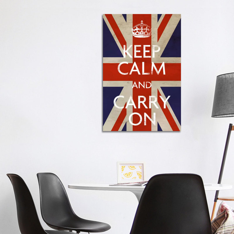 Keep Calm & Carry On (British Flag) - Wrapped Canvas Print, 101.6 cm H x 66.04 cm W x 1.91 cm D