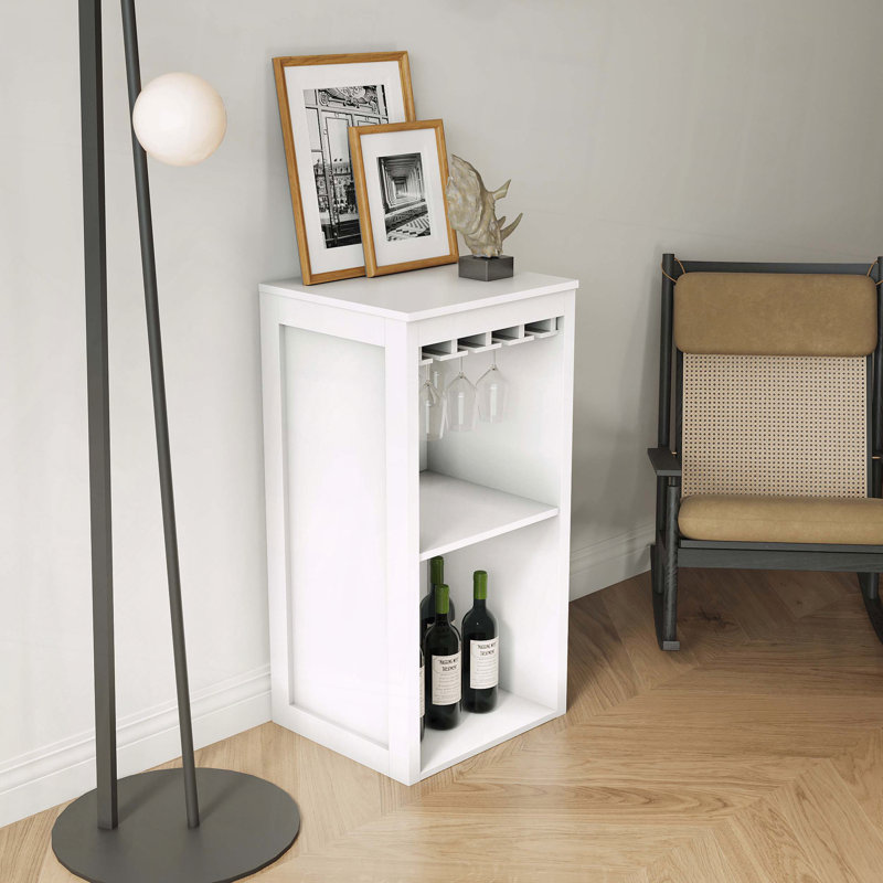 Tablettes de rangement modulaires pour bar à vin avec huche, Blanc