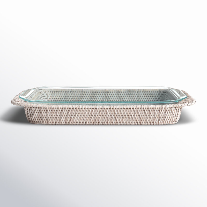 Plat de cuisson en rotin Camden, H 2 po x l 13 po x P 9 po, Blanc délavé