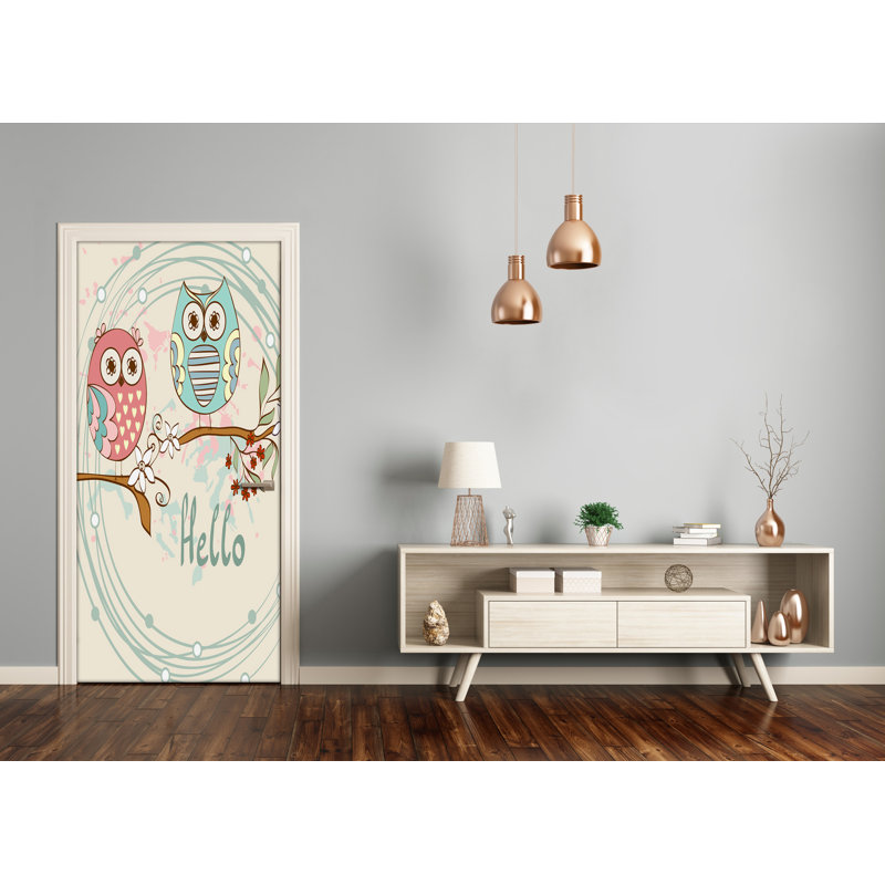 Owl Wall Door Decal, 205cm H x 85cm W