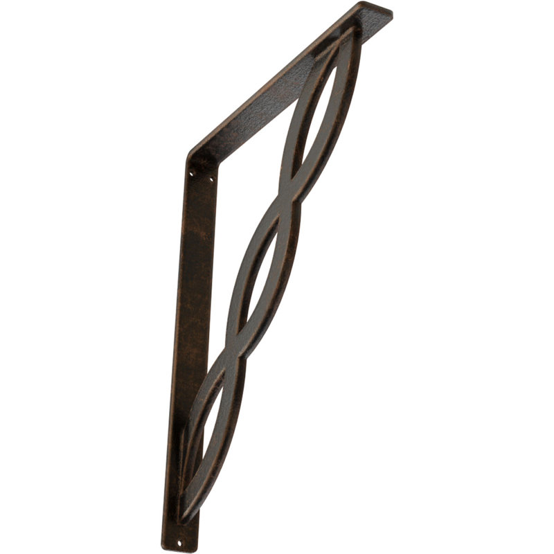 Support en fer forgé, Bronze vieilli, H 15 po x l 1,5 po x p 12 po