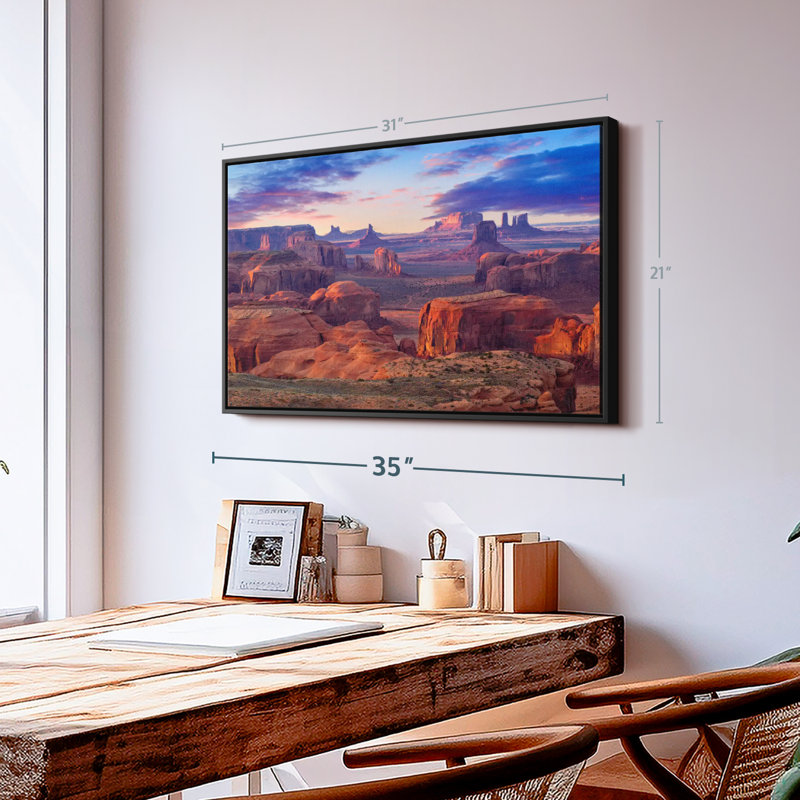 «Hunts Mesa Monument Valley Sunset Art mural», H 21 po x l 31 po