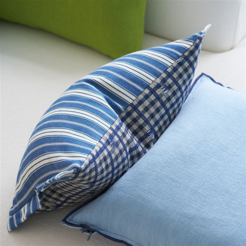 Toile Vichy Decorative Pillow, Indigo