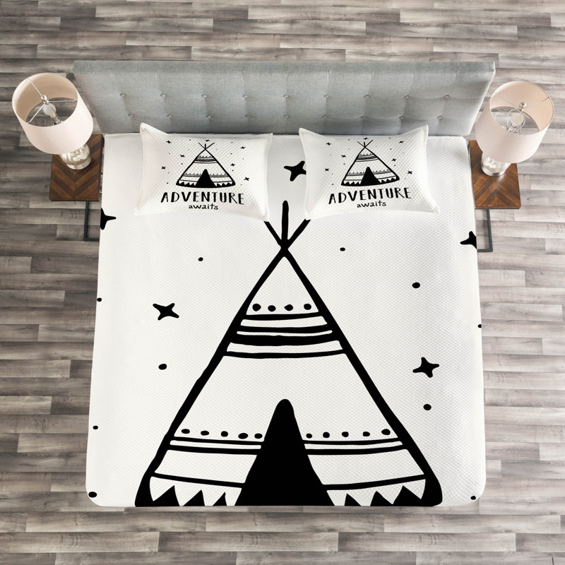 Black/White Microfiber Modern & Contemporary Bedspread Set, 260 x 280 cm