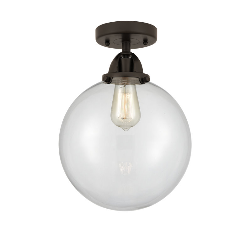 Plafonnier semi-encastré en verre DEL d'Alphonsa, Ampoule non incluse, Oui, Bronze frotté à l'huile