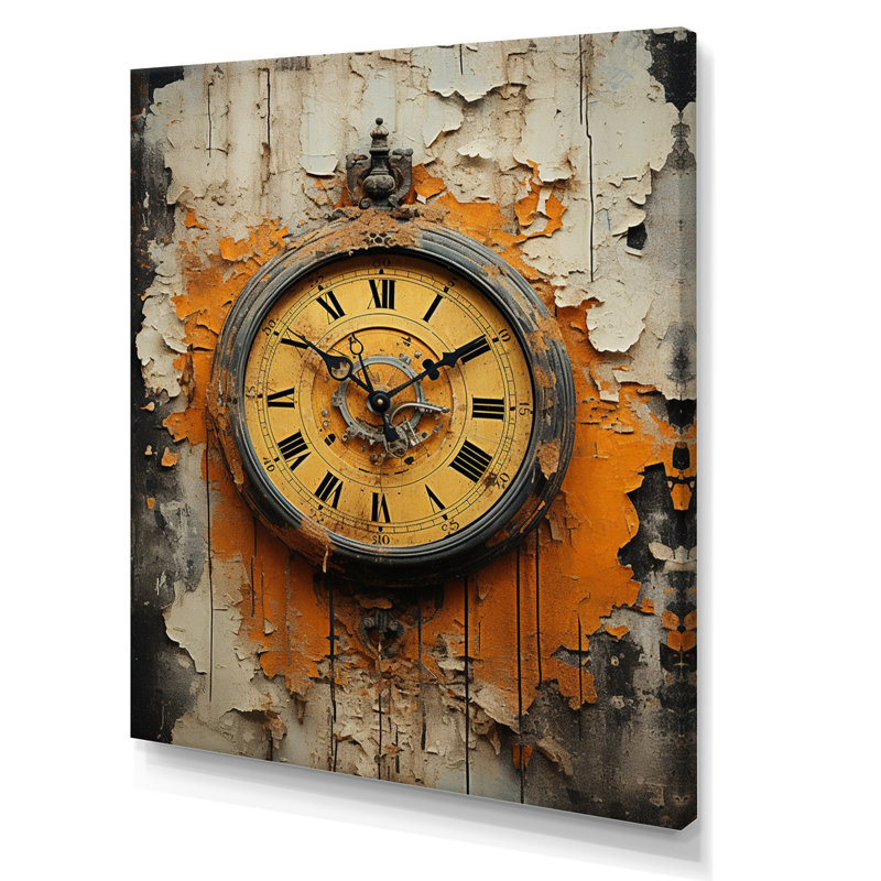 Horloge industrielle chic II - impressions sur toile tendance, H 32 po x l 16 po x P 1 po, Toile tendue