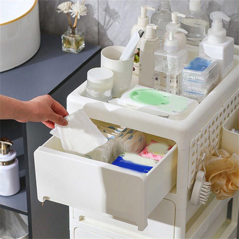 Poussette de rangement polyvalente en PP avec plusieurs compartiments pour toutes les pièces