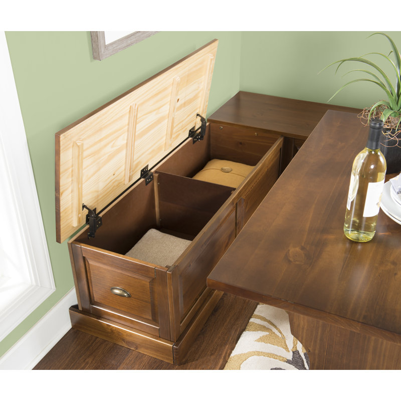 Bernj 3-Piece Solid Wood Trestle Corner Nook Set