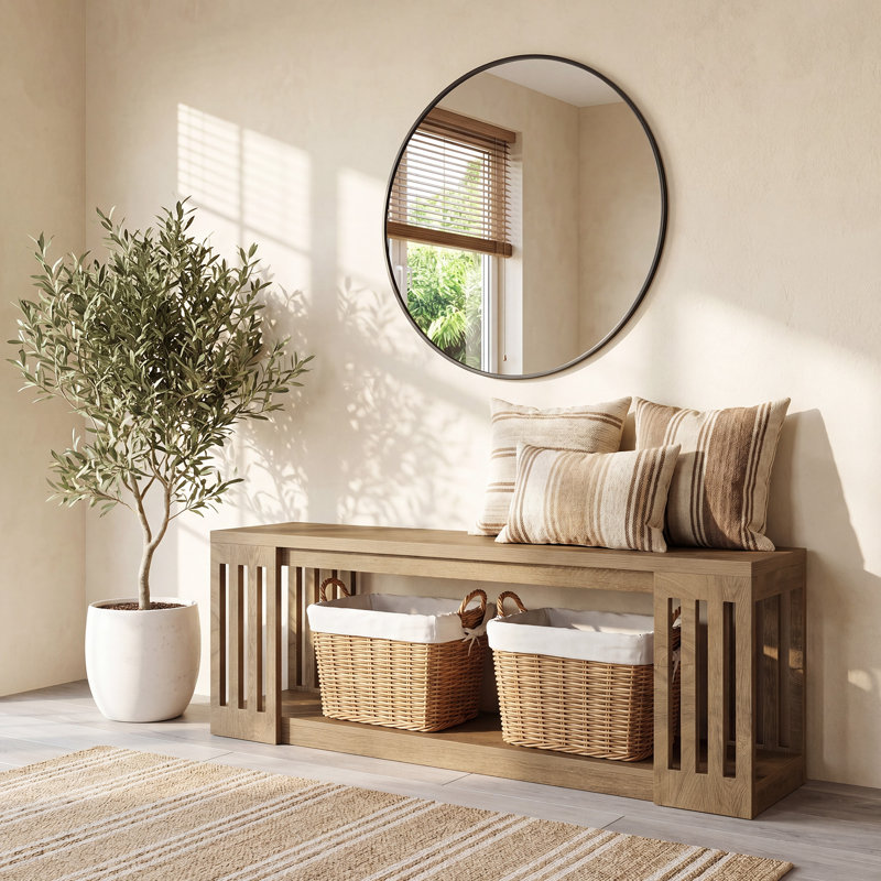63'' Wood Entryway Bench with Storage