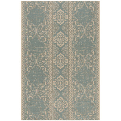 Danya Cream/Aqua Indoor/Outdoor Area Rug