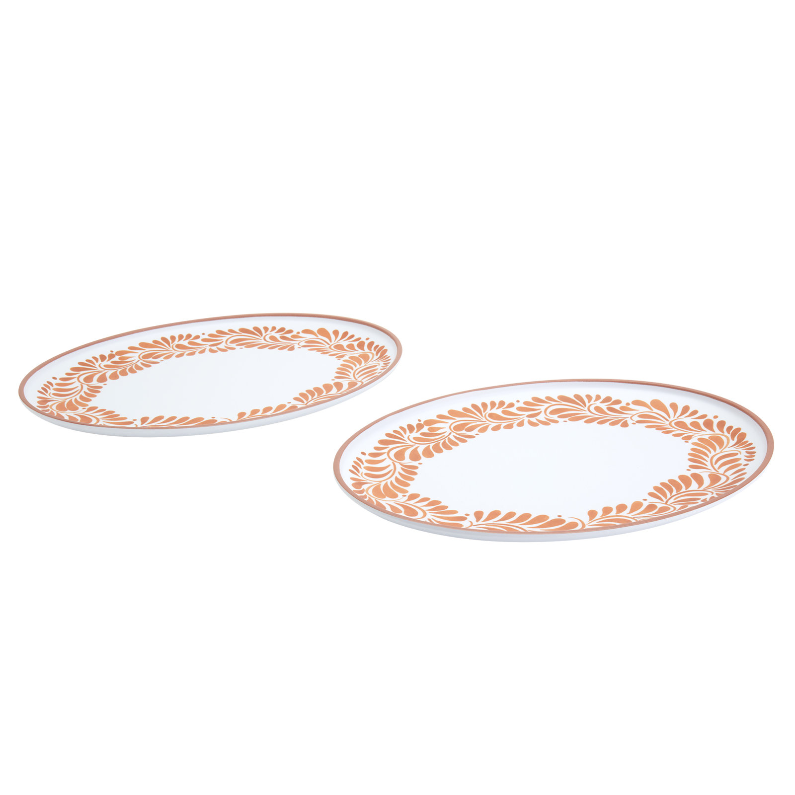 INFUSE 2-Piece Melamine Oval Platter Set, Lebrillo, White/Orange