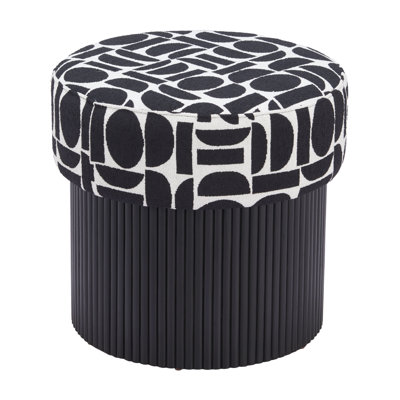 Rachel Storage Ottoman Black & White