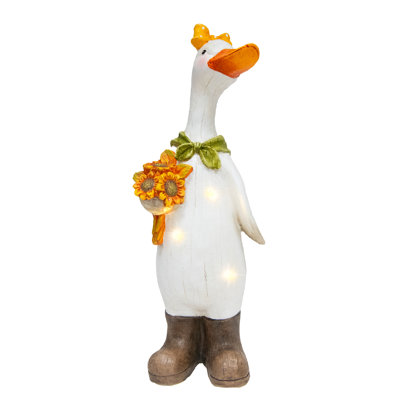 LED Magnesia Farmer Goose Holding Sunflower