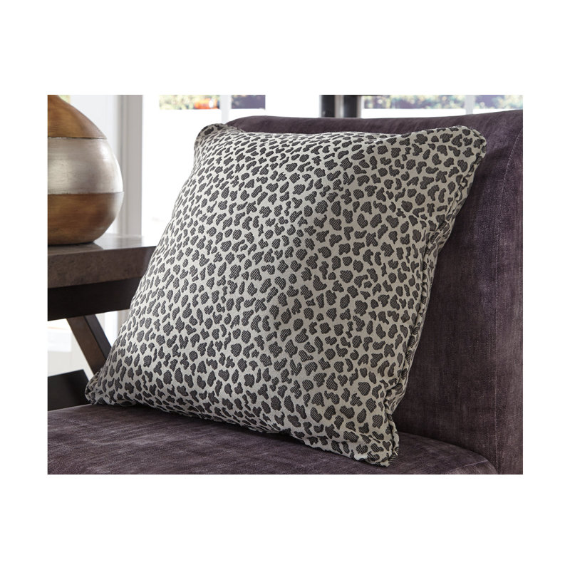 Gray and Black Cheetah Print Outdoor Square Pillow