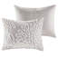 Ensemble de housse de couette pour très grand lit / très grand lit 3 pièces - Chenille, coton, motif de fleurs grises, décor de chambre 100% floral