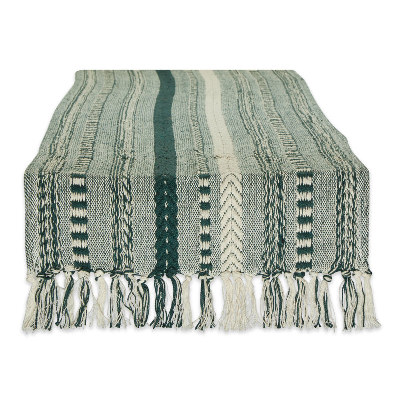 Elco Striped Table Runner, Dark Green, 72'' x 72''