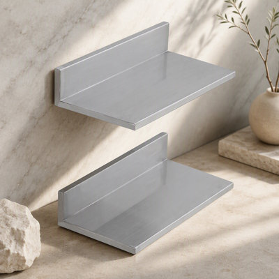 8.6" x 16" Stainless Steel Shelf, Wall Mounted Floating Shelving with Backsplash, 44 lbs Load Capacity Commercial Shelves, Heavy Duty Storage Rack for Restaurant, Kitchen, Bar, Home, and Hotel