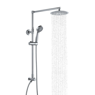 Système de douche à pluie Fennocasa Polaris Elite, pomme de douche à pluie 8 po, chrome 2,5 GPM
