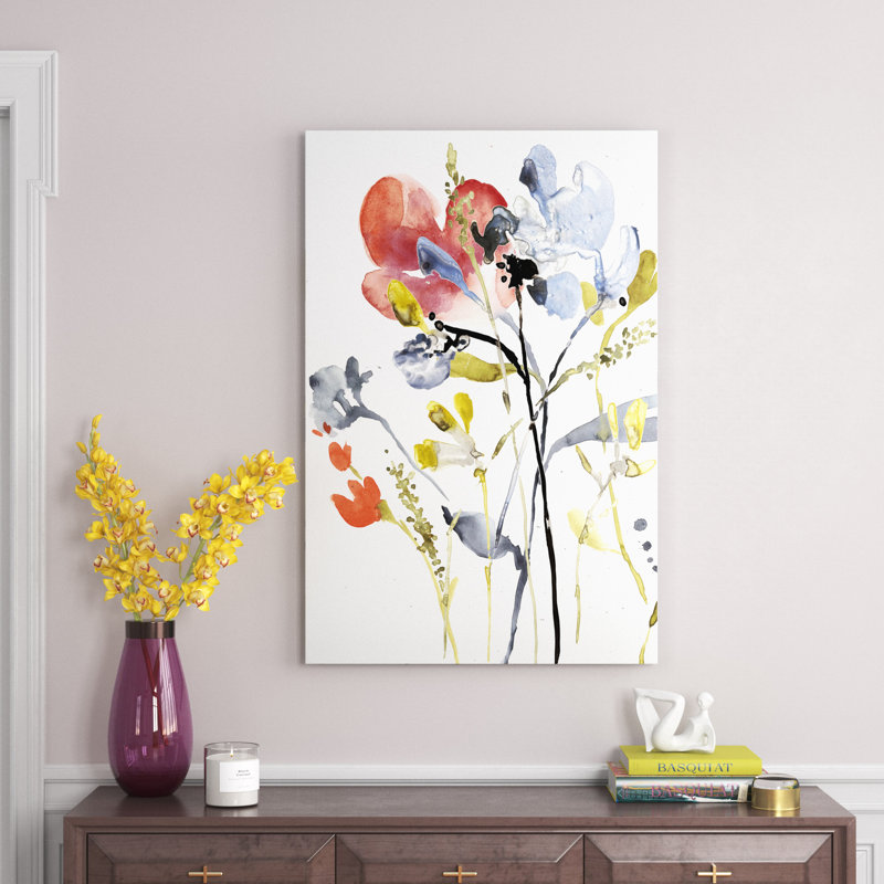 Flower Overlay I by Jennifer Goldberger - Painting, 122cm H x 81cm W, Wrapped Canvas