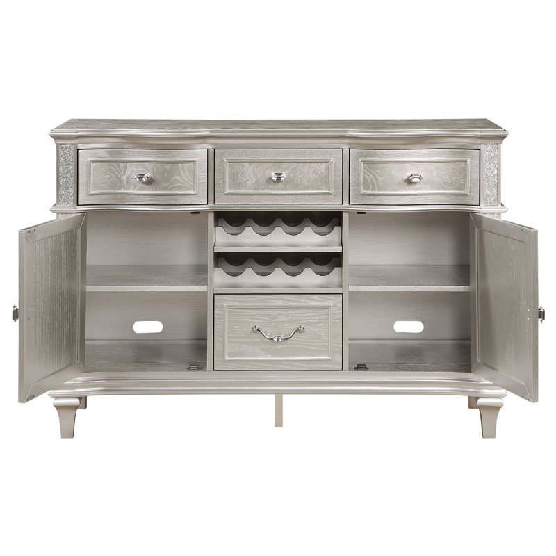 Keymari 4-drawer Sideboard Buffet Cabinet Silver Oak